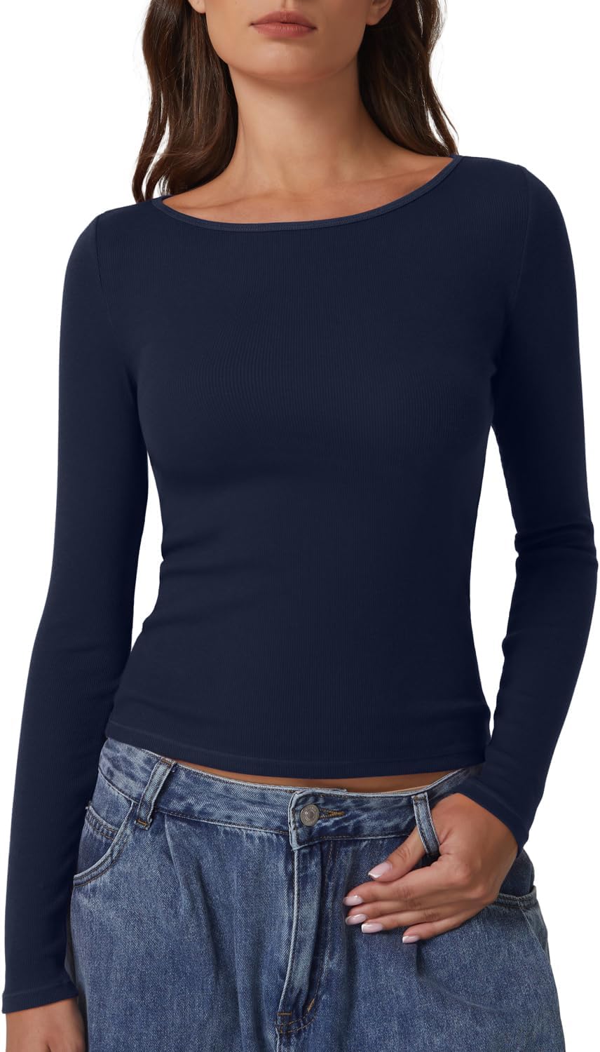 QINSEN Women's Long Sleeve T Shirts for Y2K Casual Style