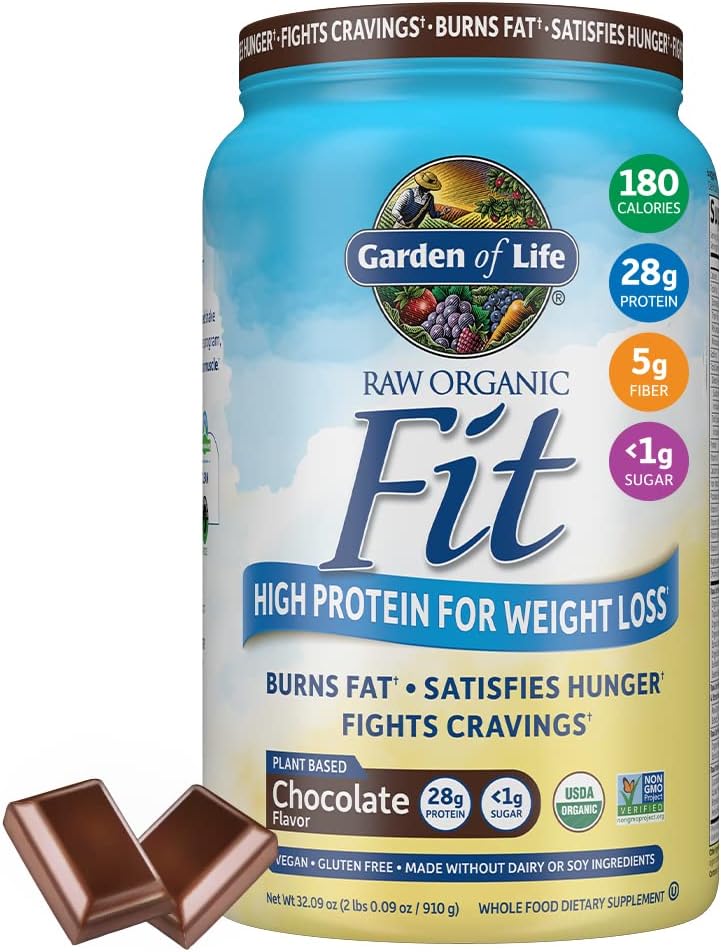 Raw Organic Fit Vegan Protein Powder Chocolate for Weight Loss