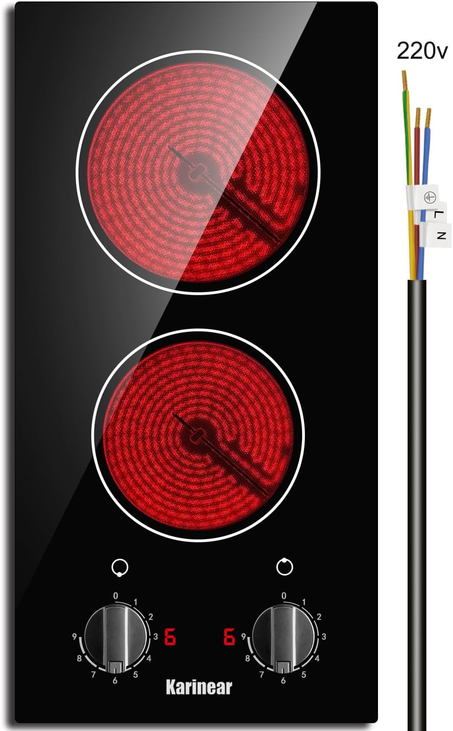 Karinear 2 Burner Electric Cooktop 12 Inch Built-in Radiant Stove
