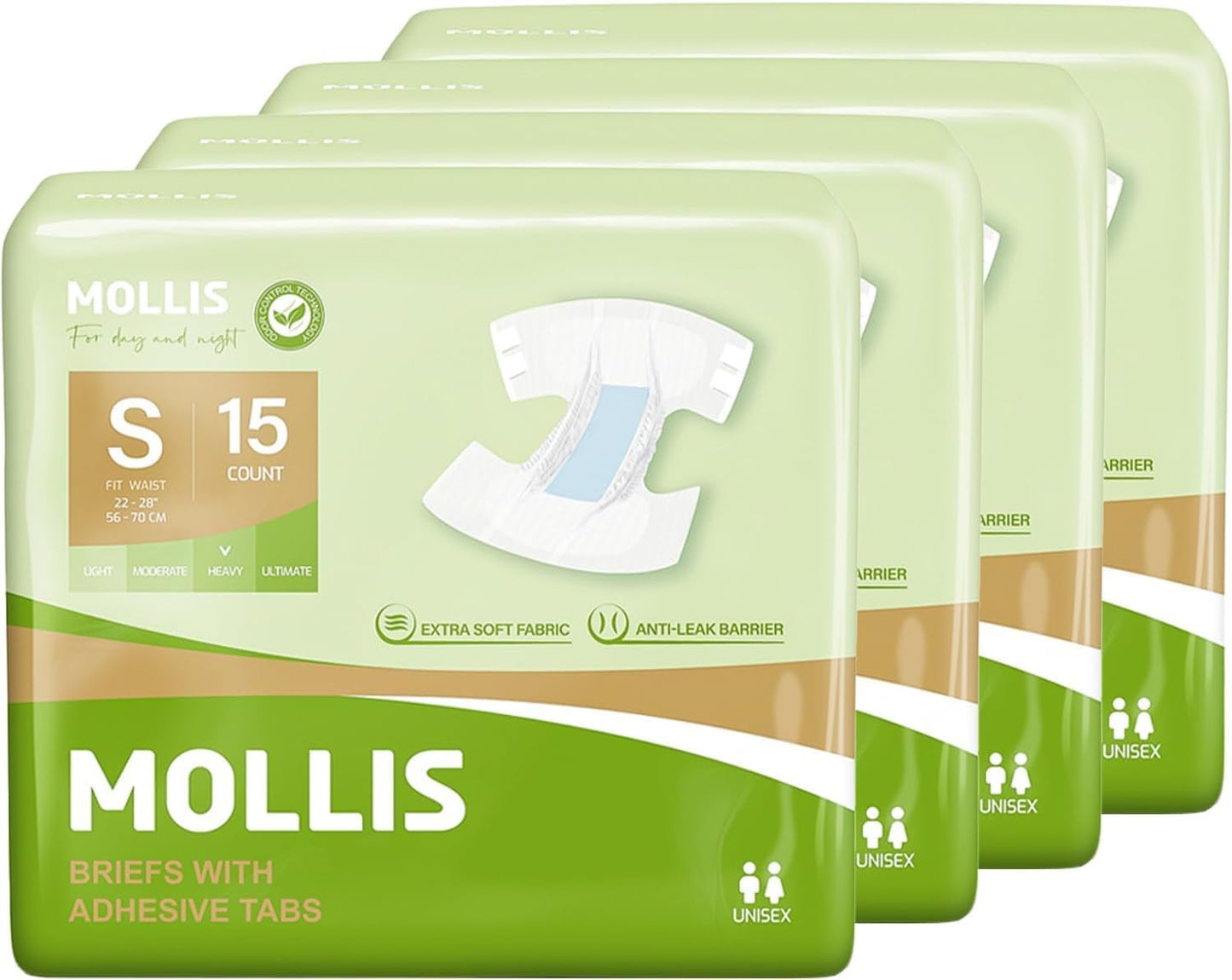 MOLLIS Adult Diapers for Women and Men with Heavy Absorbency