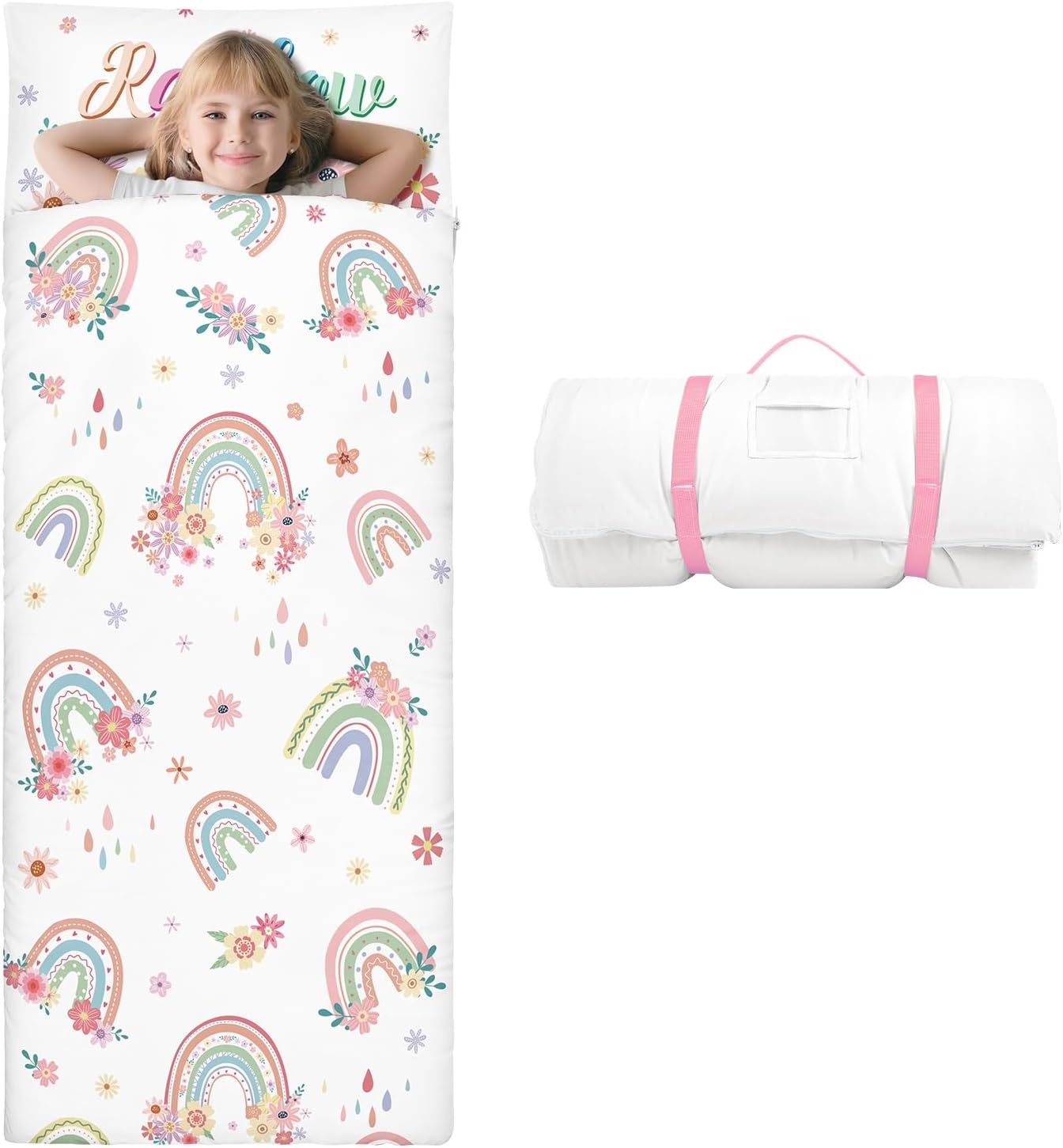 Kids Sleeping Bag Toddler Nap Mat with Removable Pillow for Comfort