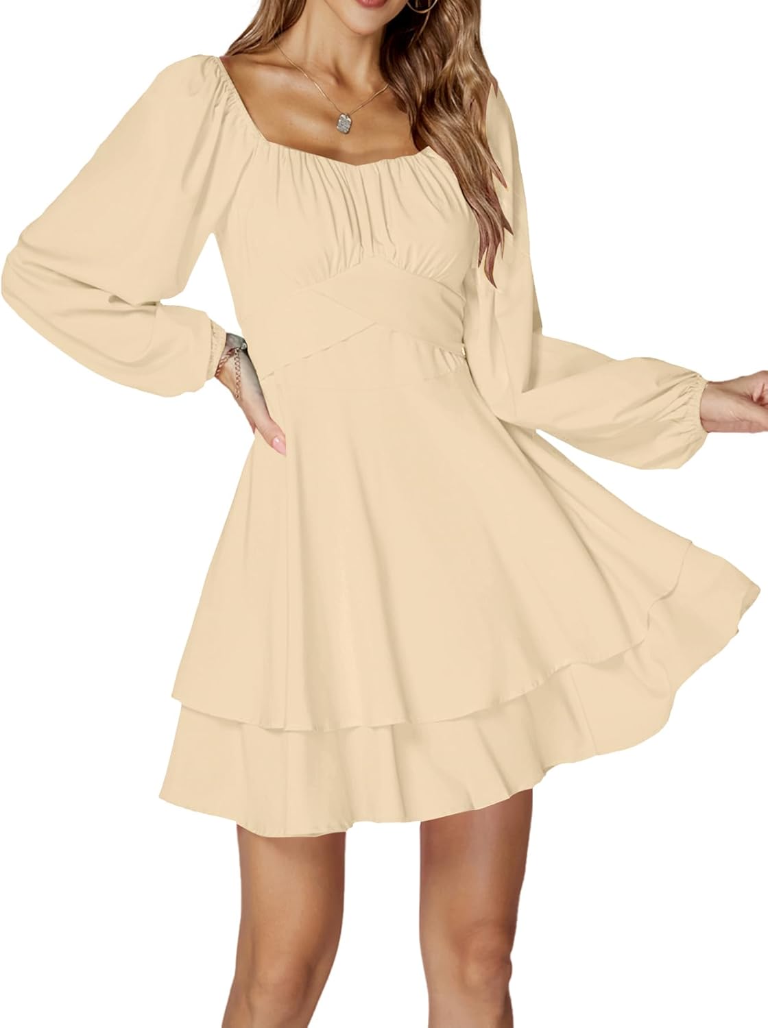 LYANER Women's Lantern Long Sleeve Ruffle Mini Dress Review