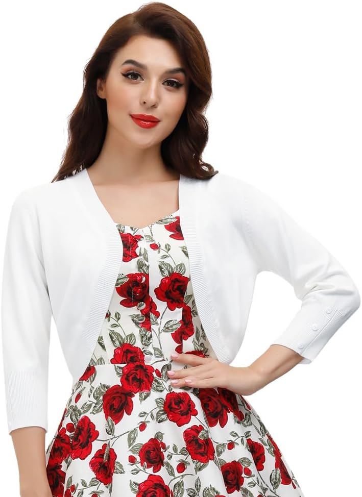 Belle Poque Womens 3/4 Sleeve Bolero Shrug for Elegant Style