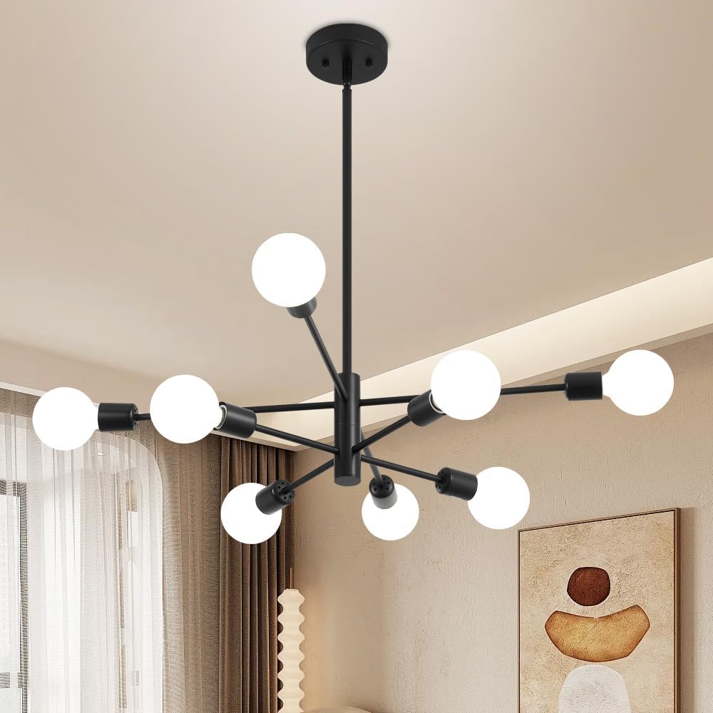 Sputnik Chandelier Black Modern Industrial 8-Light Fixture
