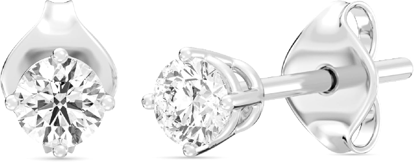Gilded Lab-Grown Diamond Stud Earrings for Women in Silver