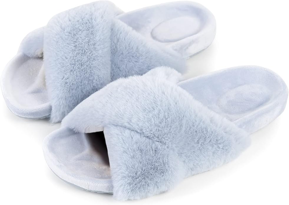 FITORY Womens Open Toe Slipper with Cozy Lining and Comfort