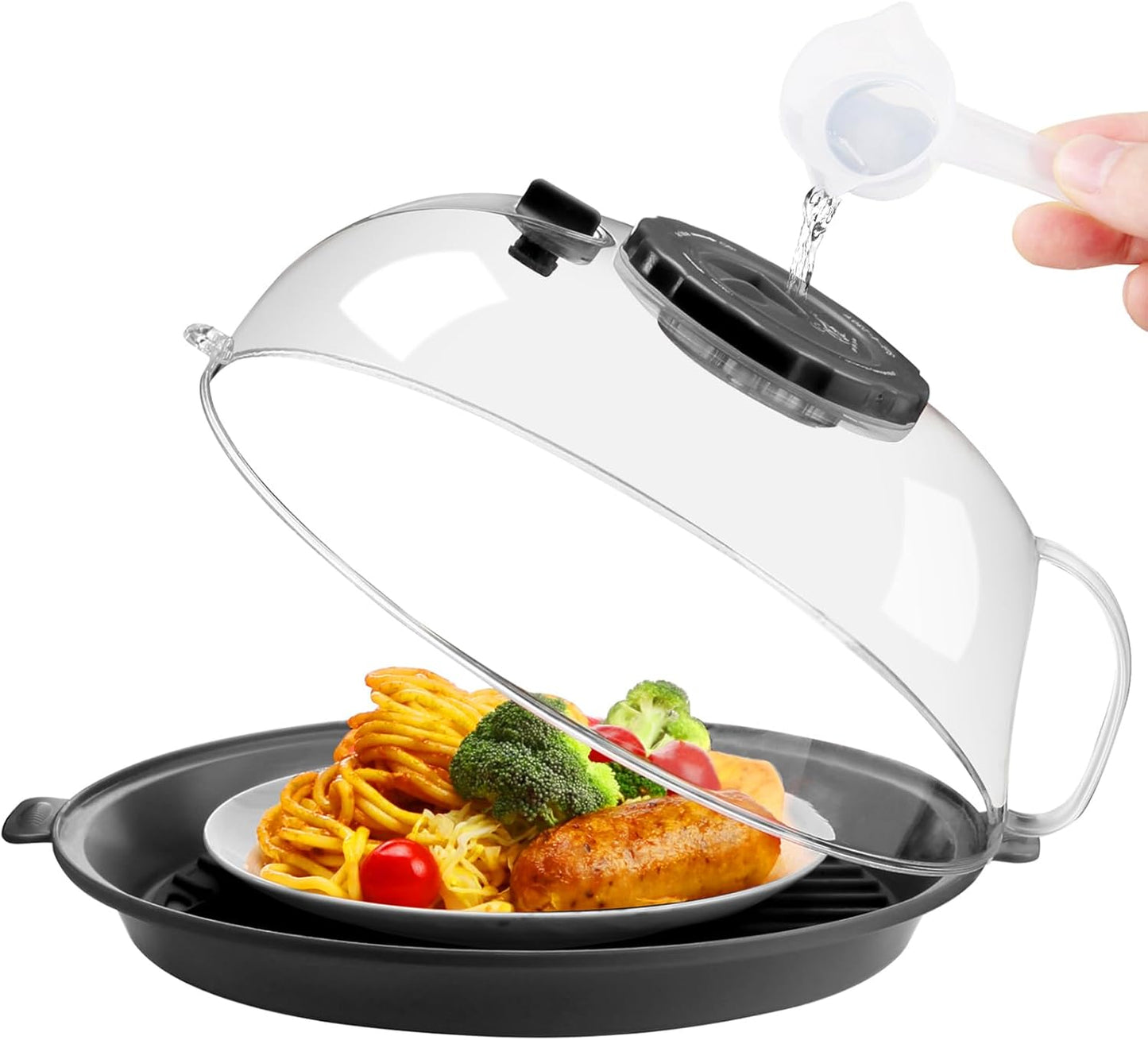 10.2 Microwave Splatter Cover with Water Steamer - Clear Guard for Mess-Free Cooking