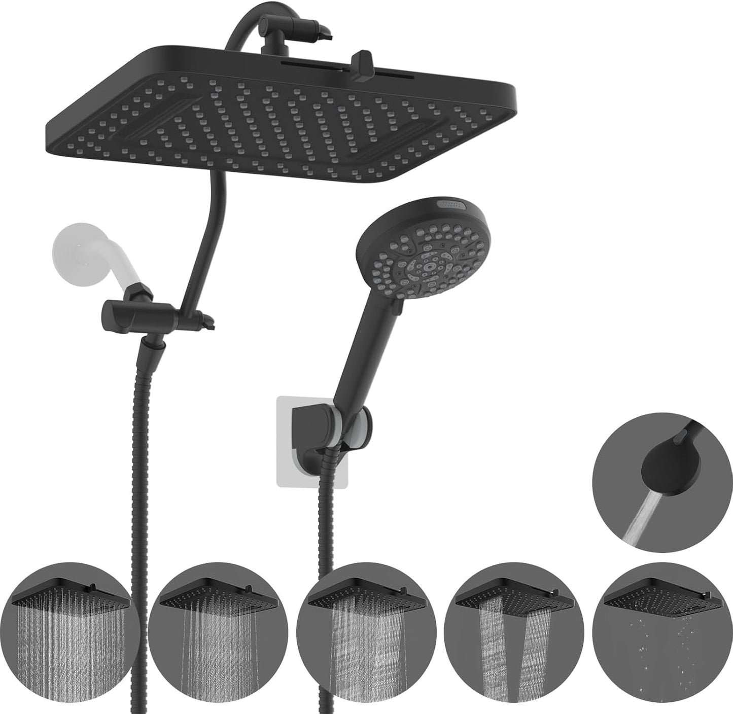 Hibbent Upgraded 5-Spray 13ft' Shower Head for Luxurious Showers