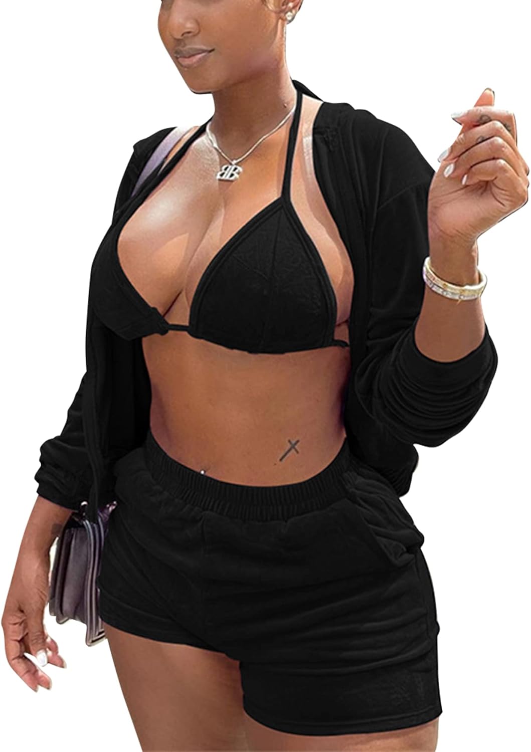 MOEENCN Women Velvet Tracksuit 3 Piece Outfits for All Seasons
