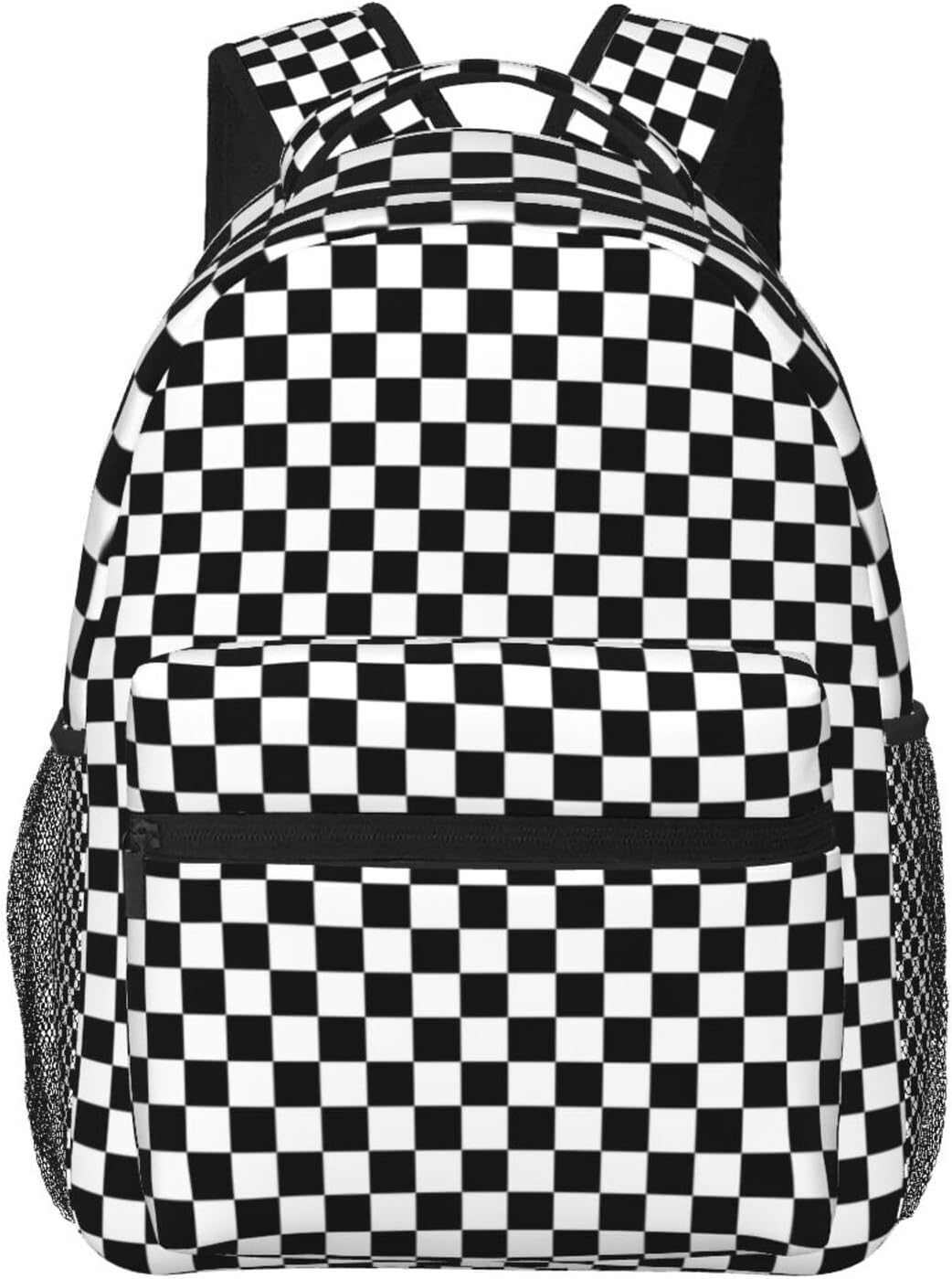 Black White Race Checkered Backpack for 15 Inch Laptops