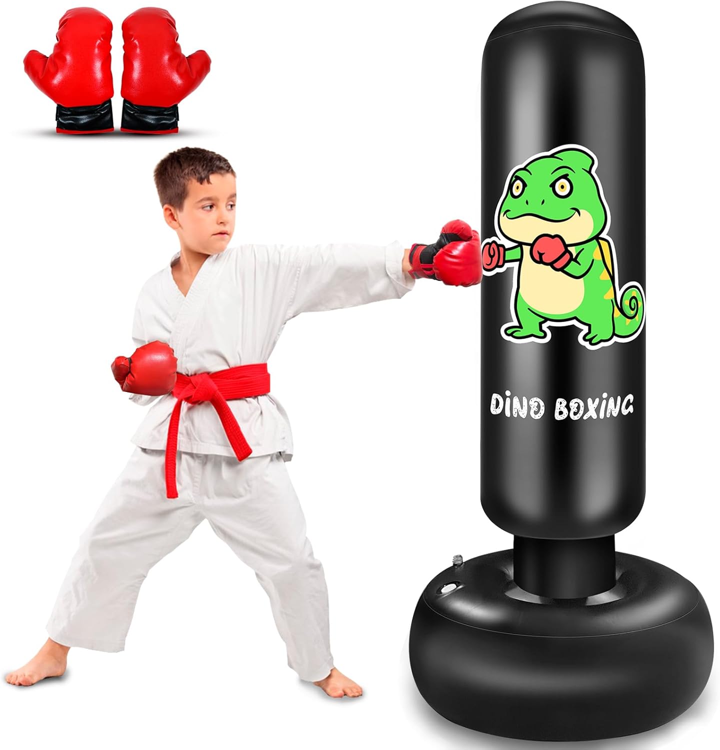 Ultimate Kids Boxing Set - 65 Inch Inflatable Punching Bag & Gloves