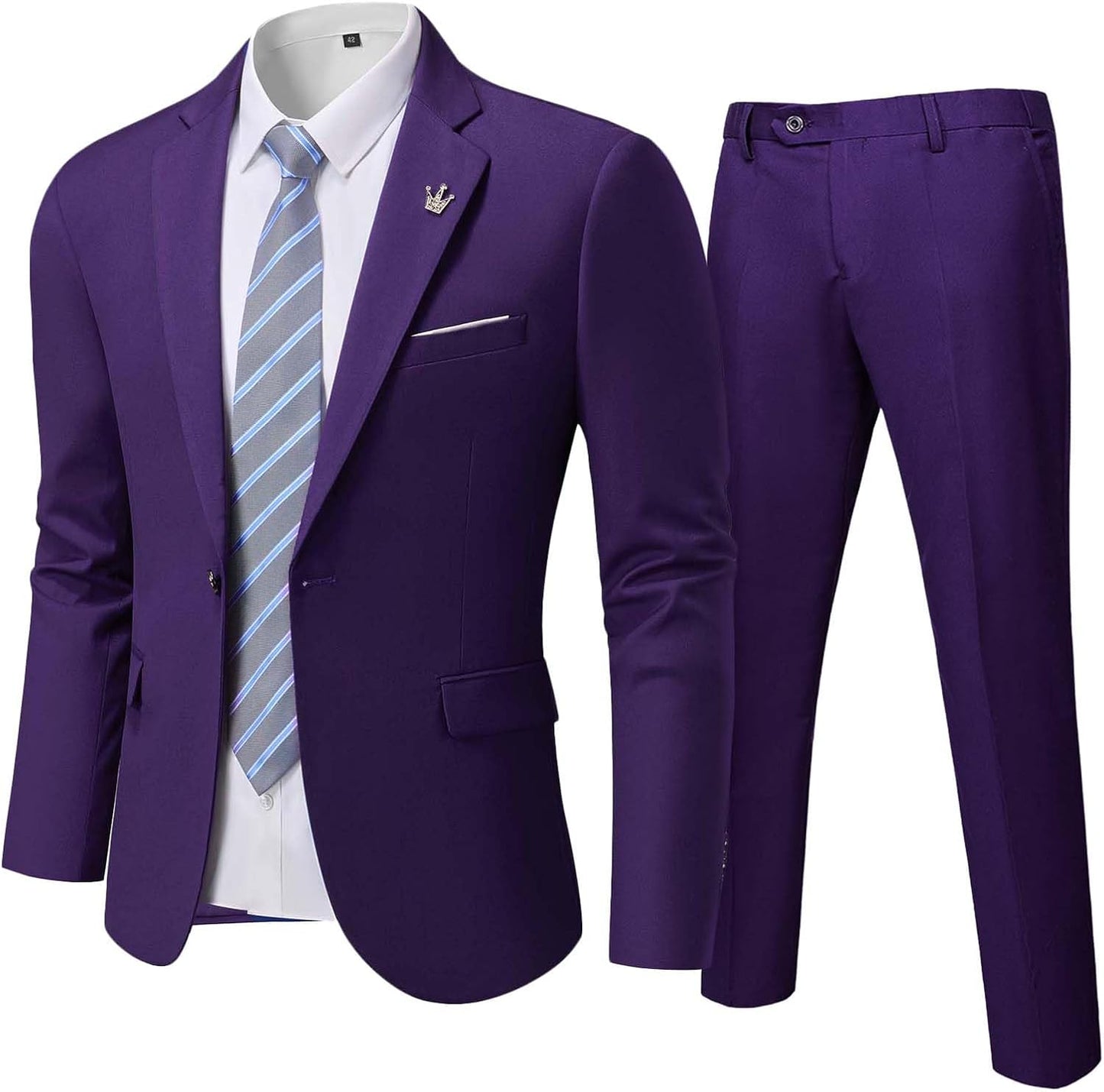 MY'S Men's Slim Fit Suit Set with One Button Jacket and Tie