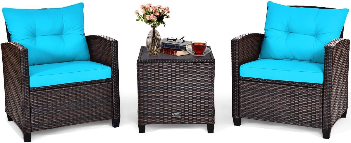 Tangkula 3 Pieces Patio Furniture Set for Outdoor Relaxation