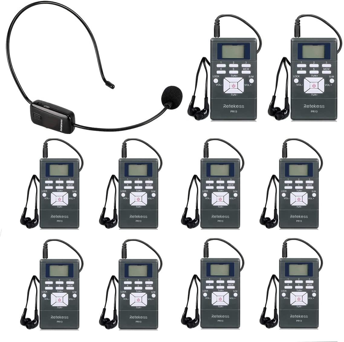 Retekess Church Translation System with 1 Transmitter and 10 Receivers