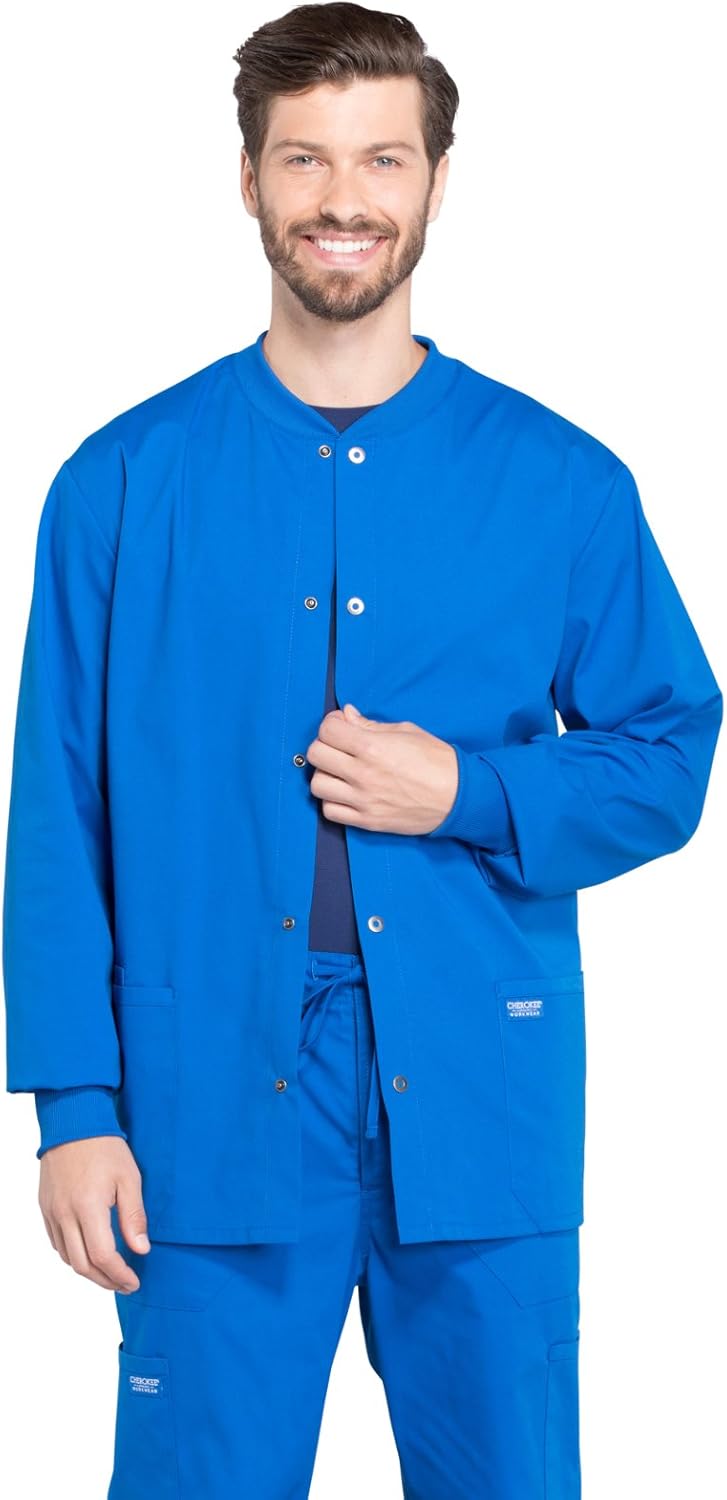 Cherokee Men's Medical Scrub Jacket with Long Sleeve Comfort