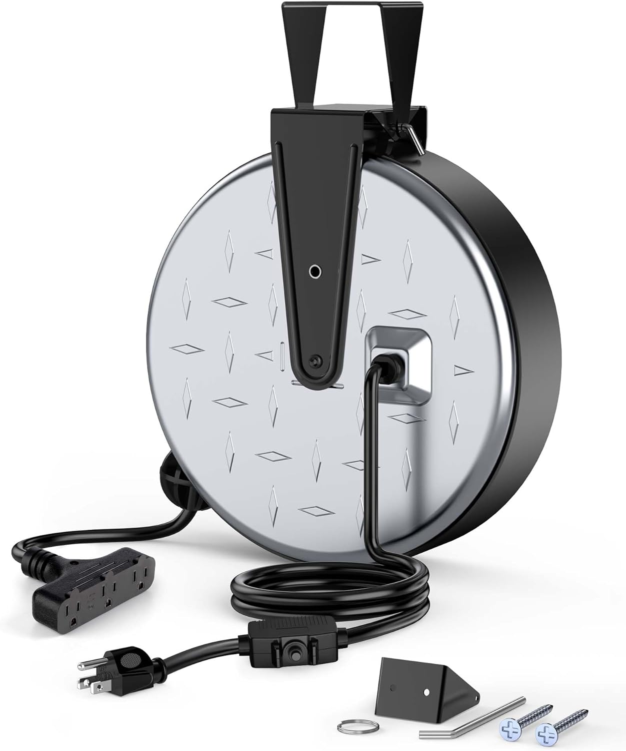 DEWENWILS Metal Extension Cord Reel for Garage and Workshop