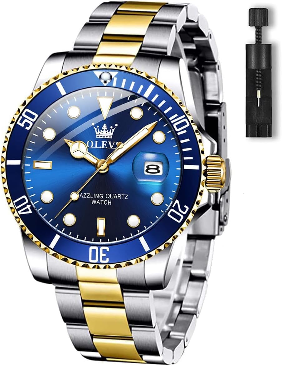 OLEVS Men's Watches with Date, Premium Stainless Steel Style