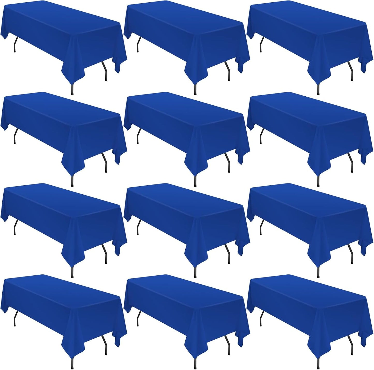 12 Pack Royal Blue Tablecloths for 8 Ft Rectangle Tables