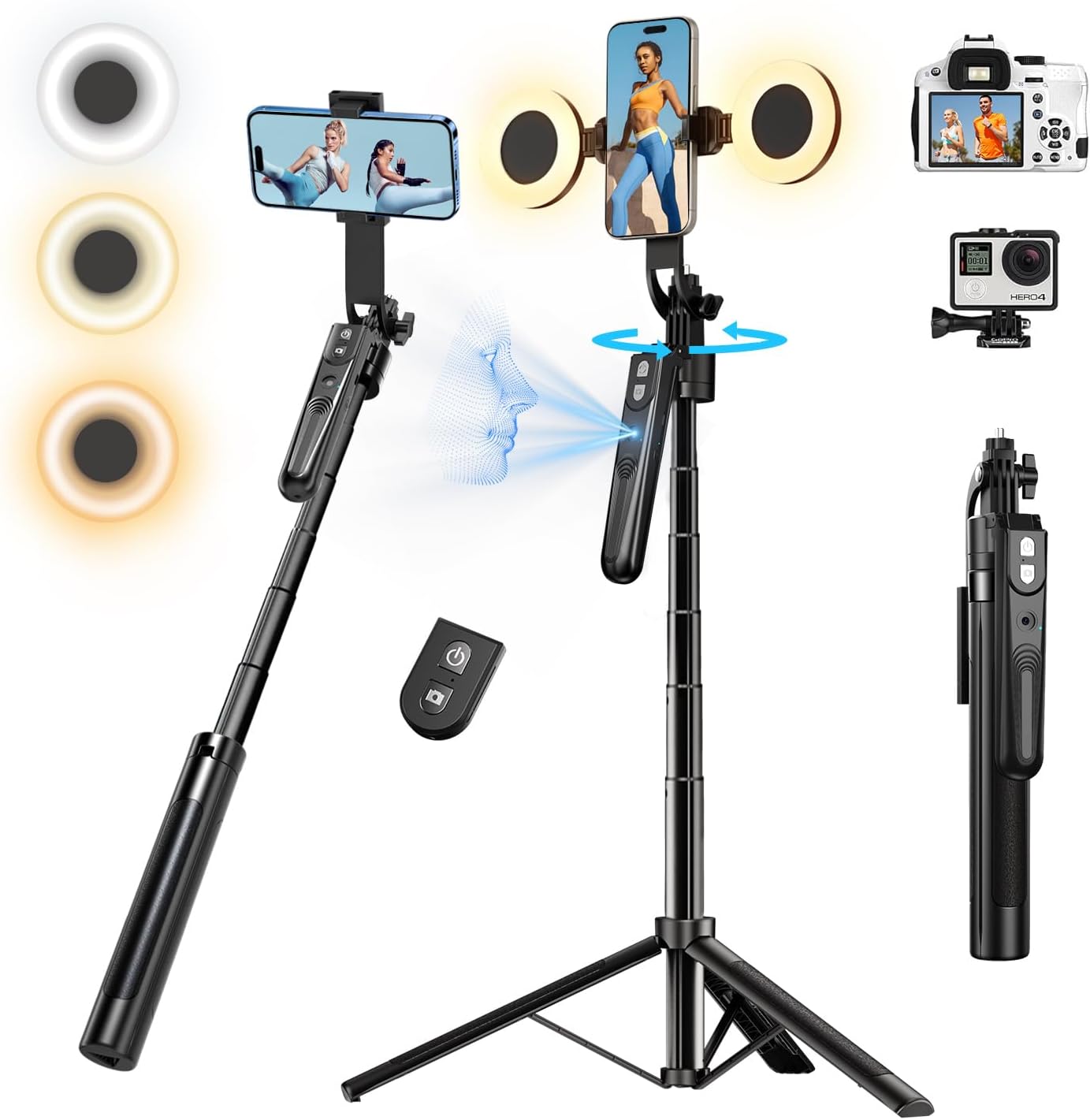 Auto Face Tracking Tripod with 360 Rotation for Vlog and Live Stream