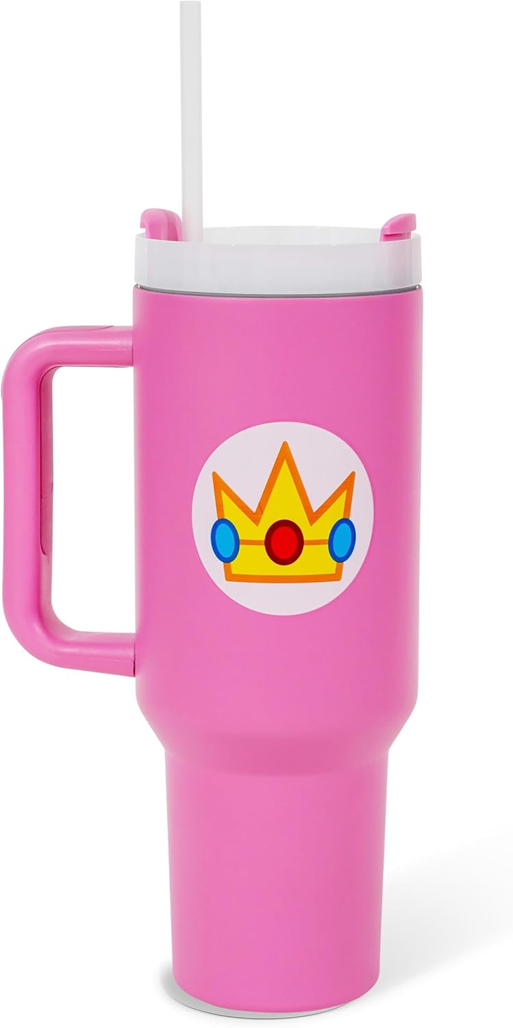 Princess Peach Metal Tumbler | Leak-Resistant Lid | 40oz