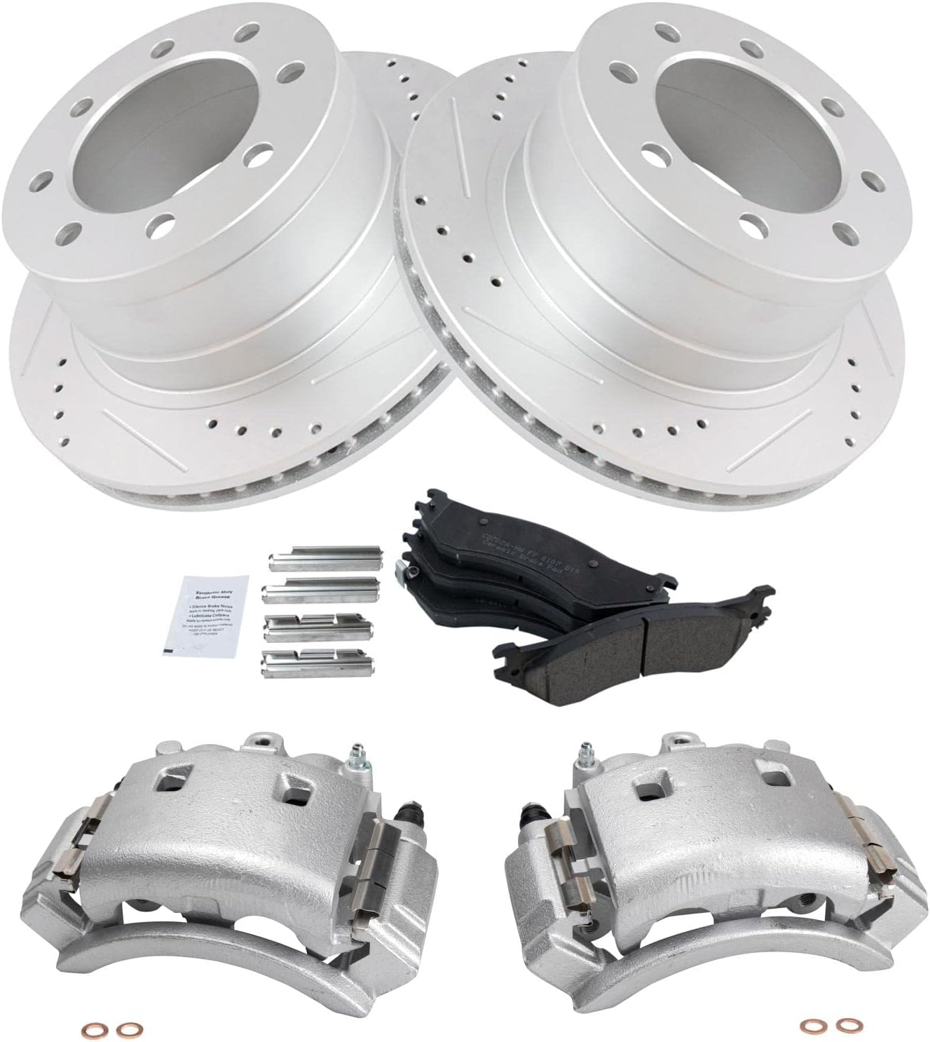 TRQ Rear Performance Brake Pad & Rotor Kit for Dodge Ram 3500