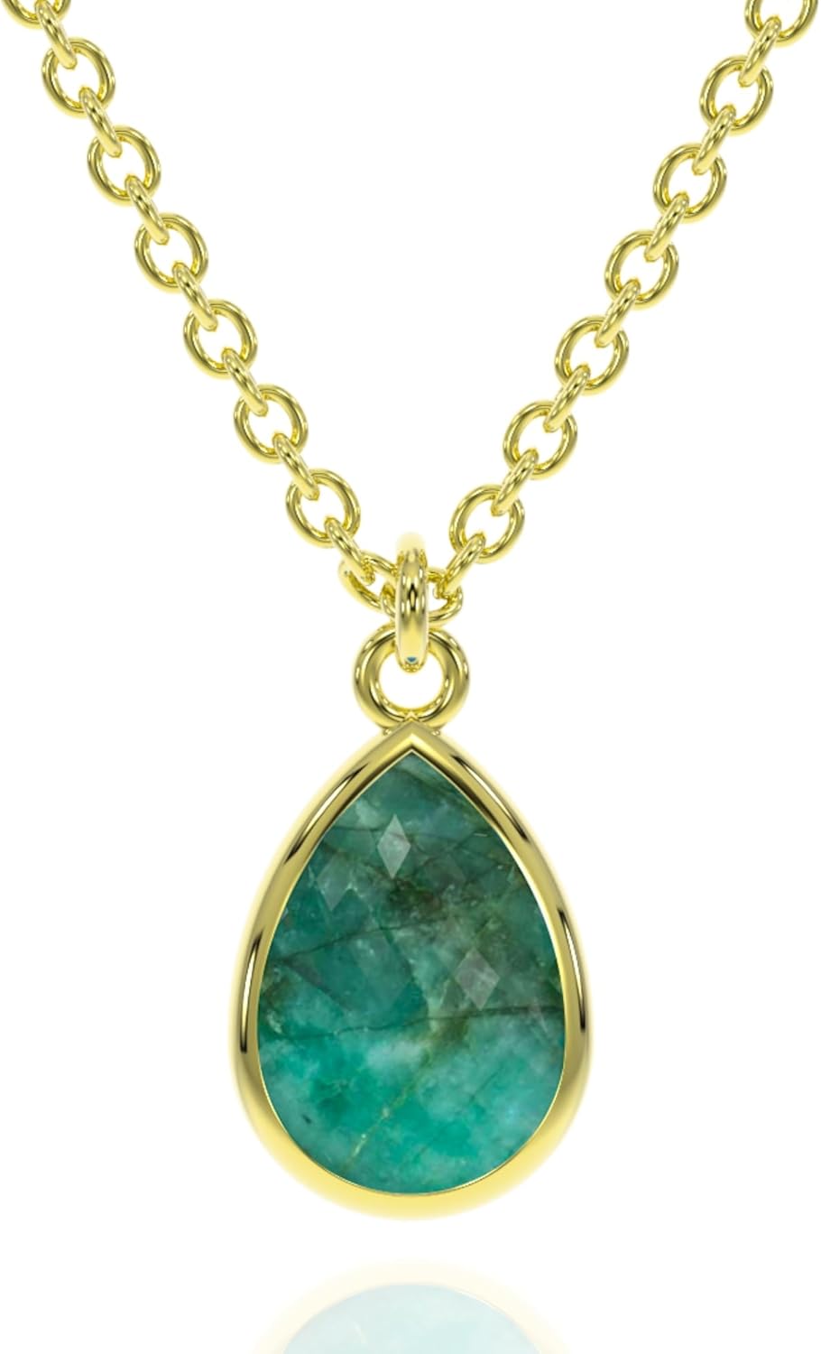 Genuine Gemstone Necklace for Women - Dainty Oval Pendant
