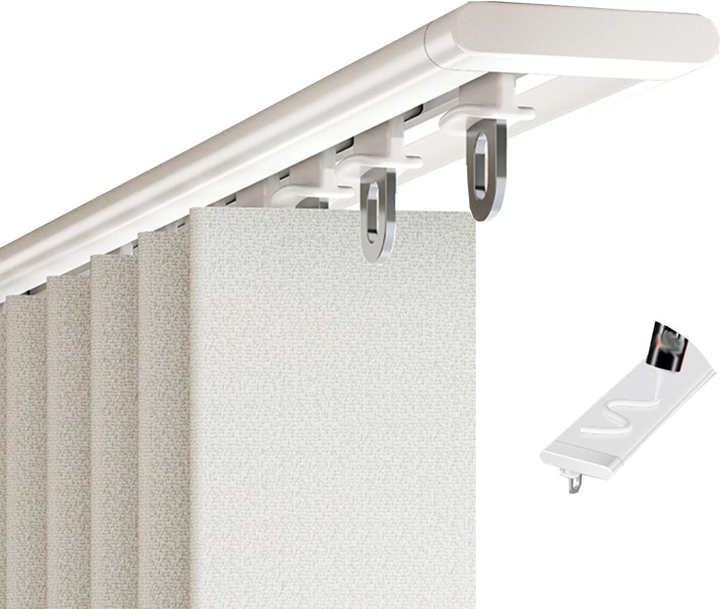 Silent Rollers! White Ceiling Curtain Track, 0.7 mm Thickness, 15 ft Length