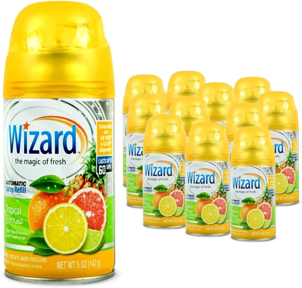 12 Wizard Automatic Spray Refills for Tropical Citrus Freshness