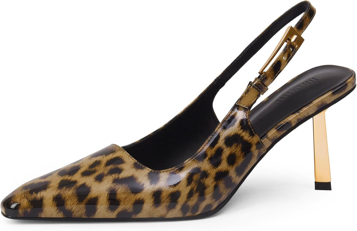 iiimmu Slingback Heels for Women with Stylish Gold Buckle