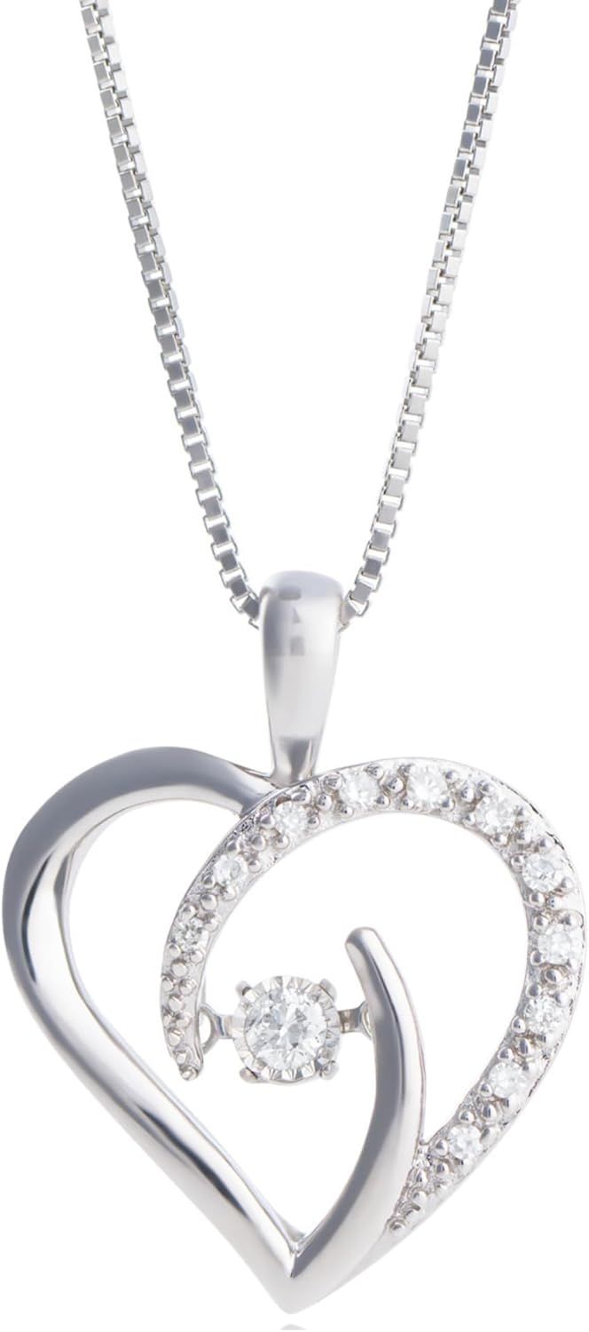 Dancing Diamond Necklace for Women in Sterling Silver Pendant