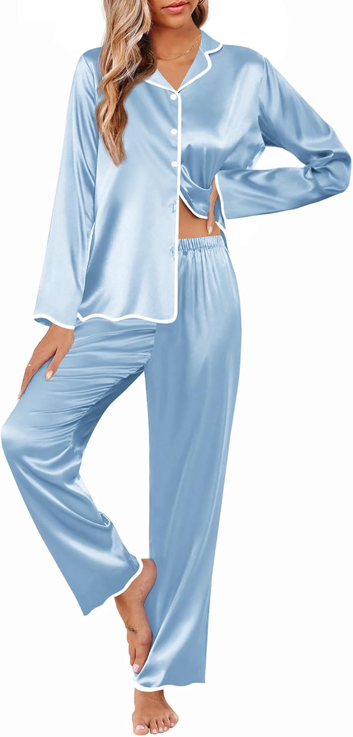 Ekouaer Silk Pajamas Set for Women - Elegant Satin PJs