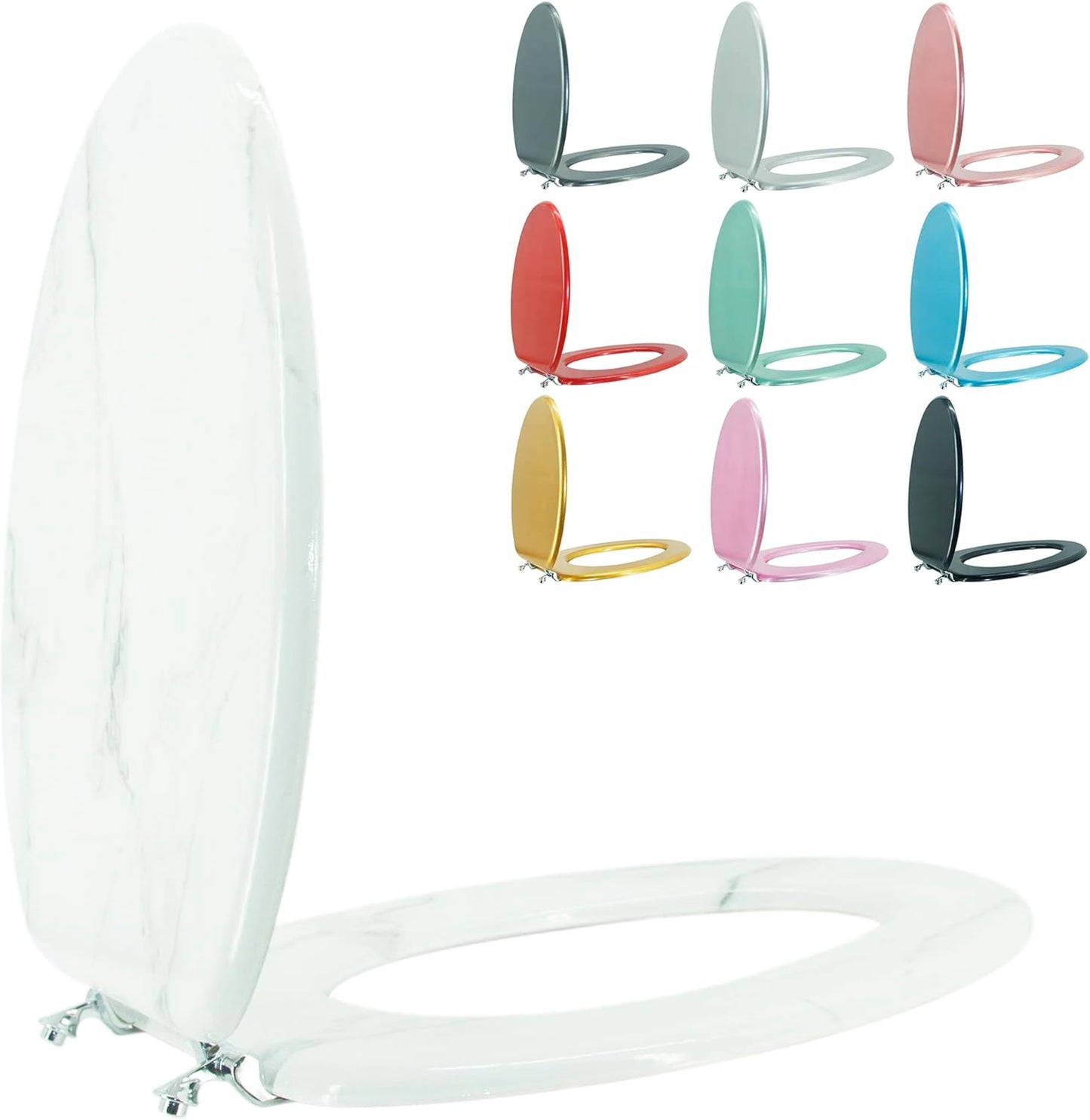 Elongated Toilet Seat Wood with Zinc Alloy Hinges for Comfort