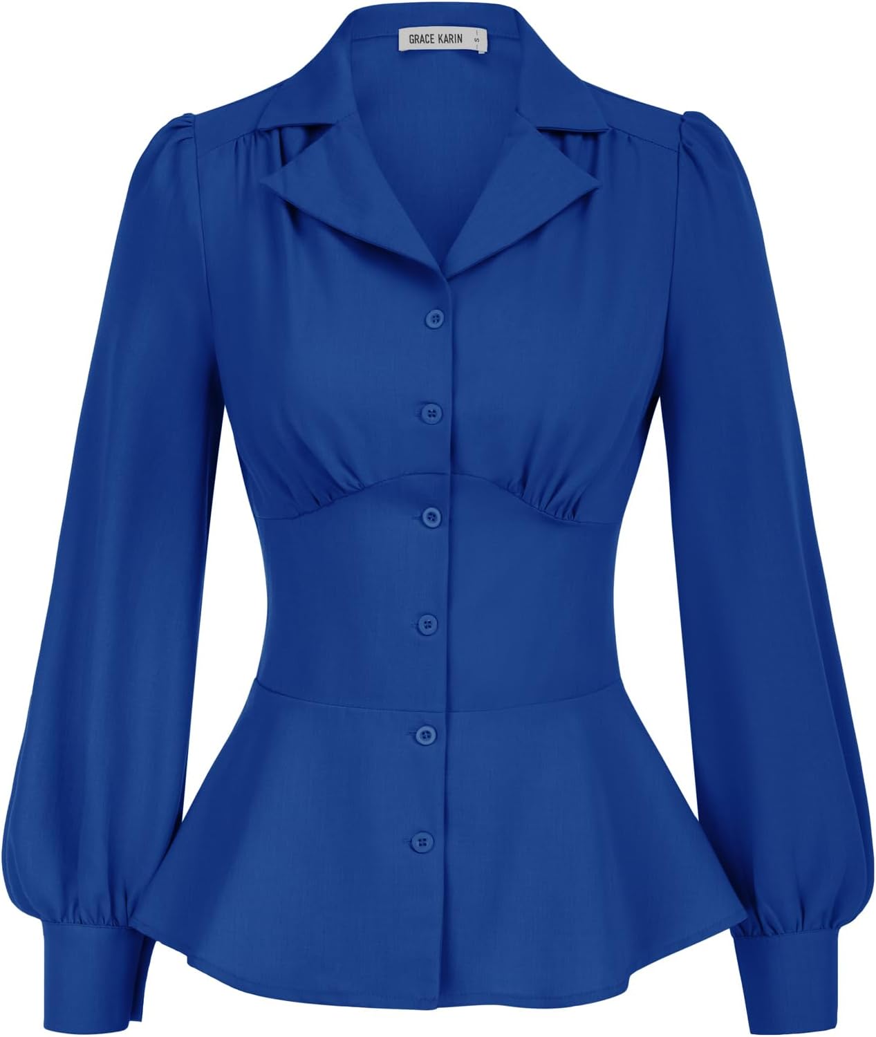 Chic Button Down Shirts for Women Summer Peplum Tops Long Sleeve
