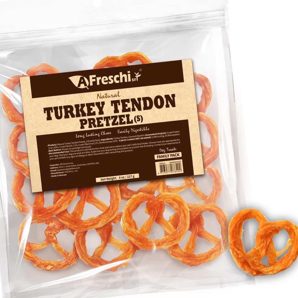 Natural Turkey Tendon Pretzel Chews for Small Breeds - 8oz