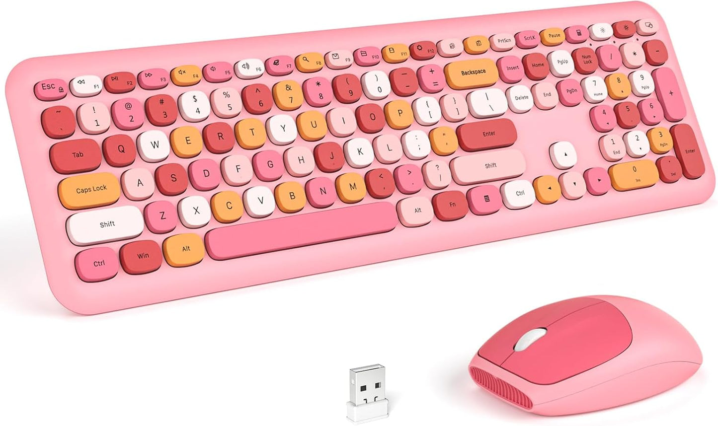 KNOWSQT Wireless Keyboard and Mouse Combo in Pale Pink Color