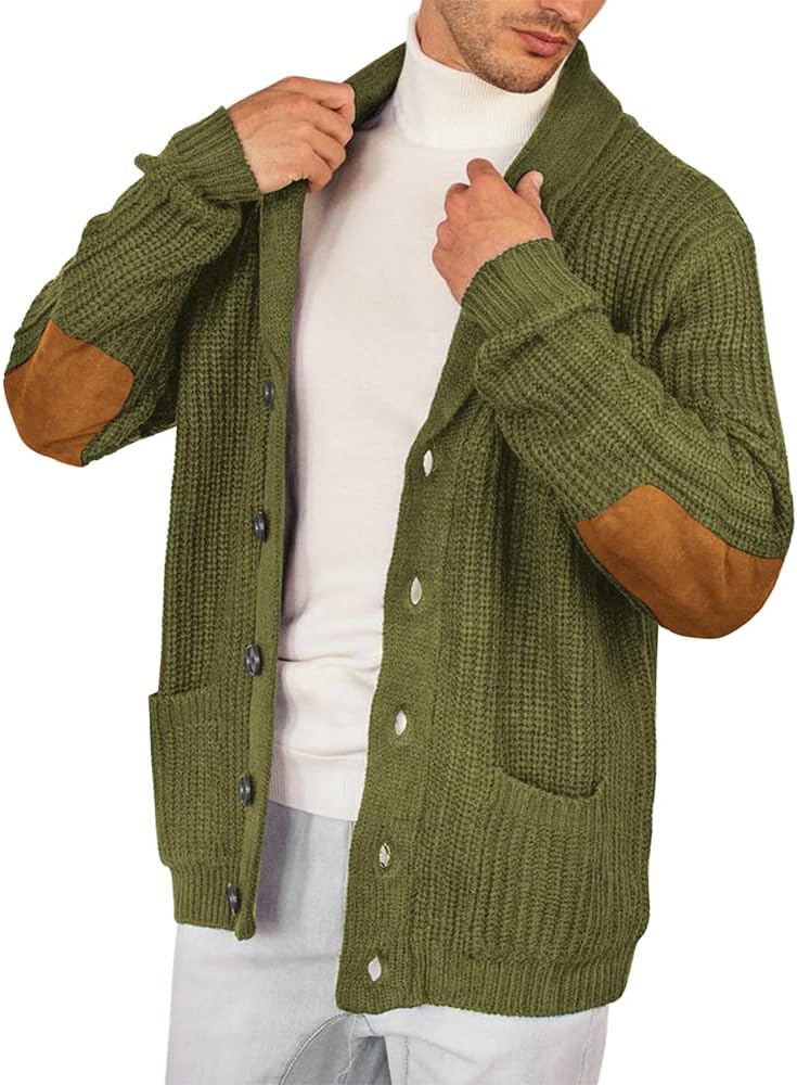 Esobo Men's Shawl Collar Cardigan Sweater with Pockets