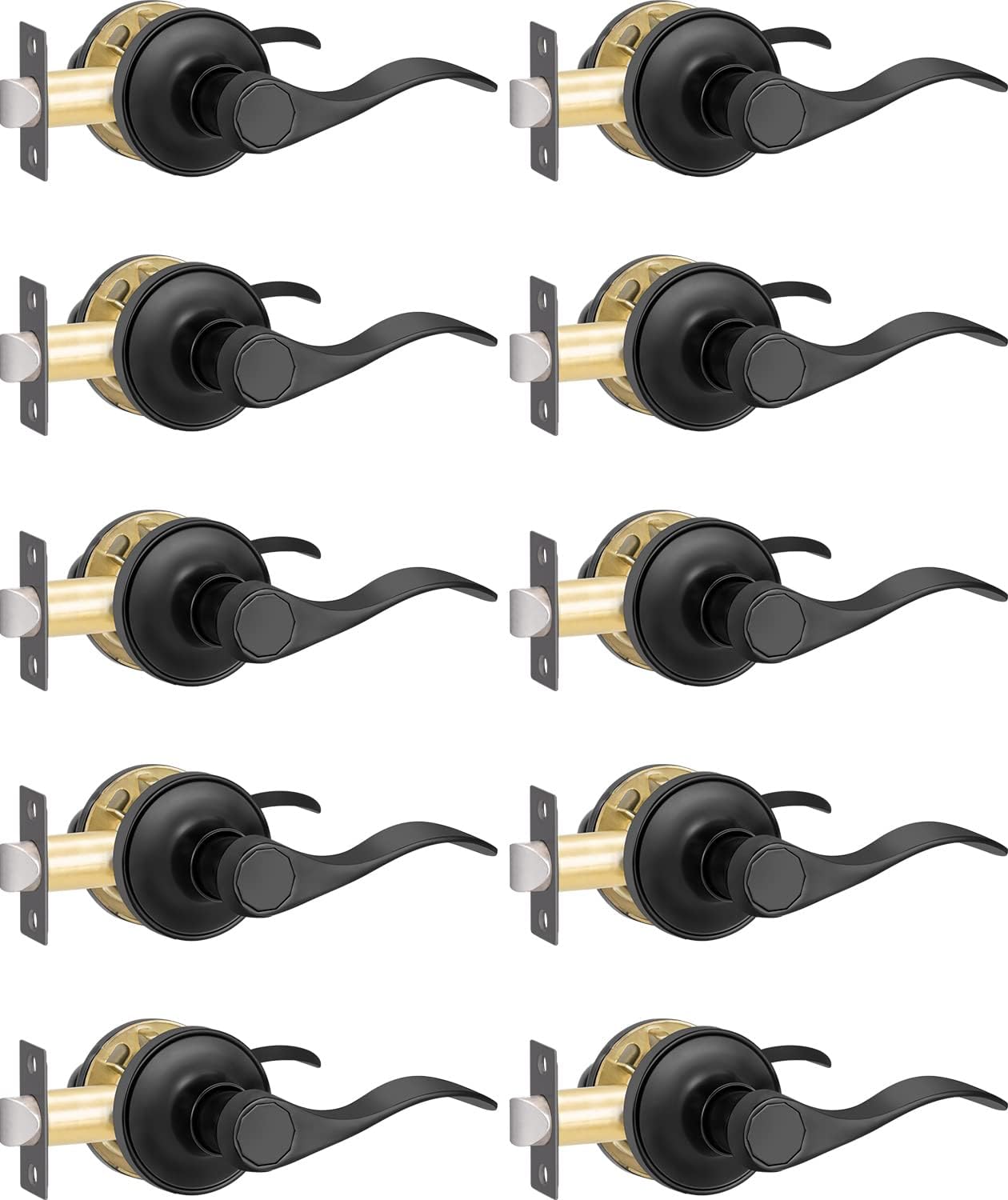 10 Pack Matte Black Passage Door Handle for Interior Doors