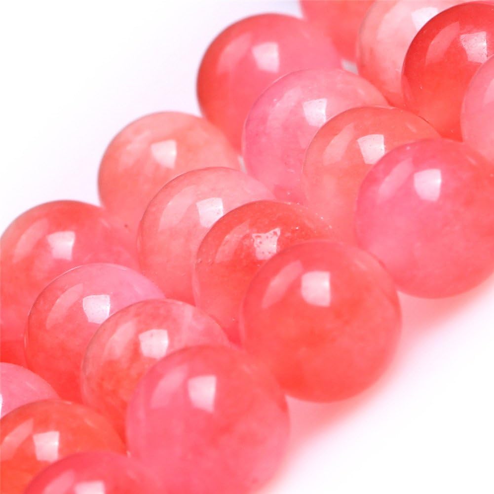 JOE FOREMAN Pink Jade Round Beads 15 - DIY Handmade Craft Supplies