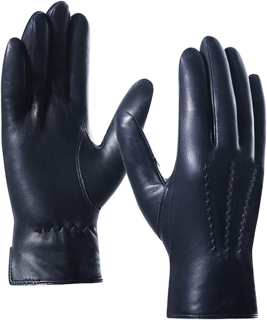 Harssidanzar Cashmere Lined Winter Leather Gloves