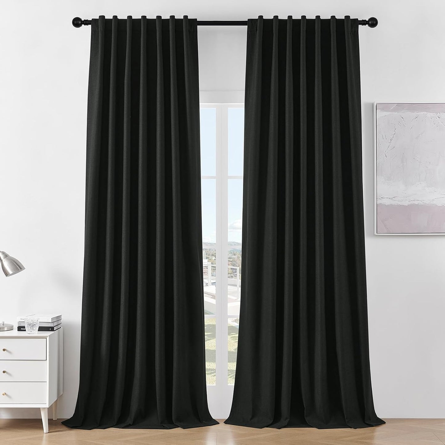 Joydeco Black Blackout Curtains 120 Inches Long for Bedrooms
