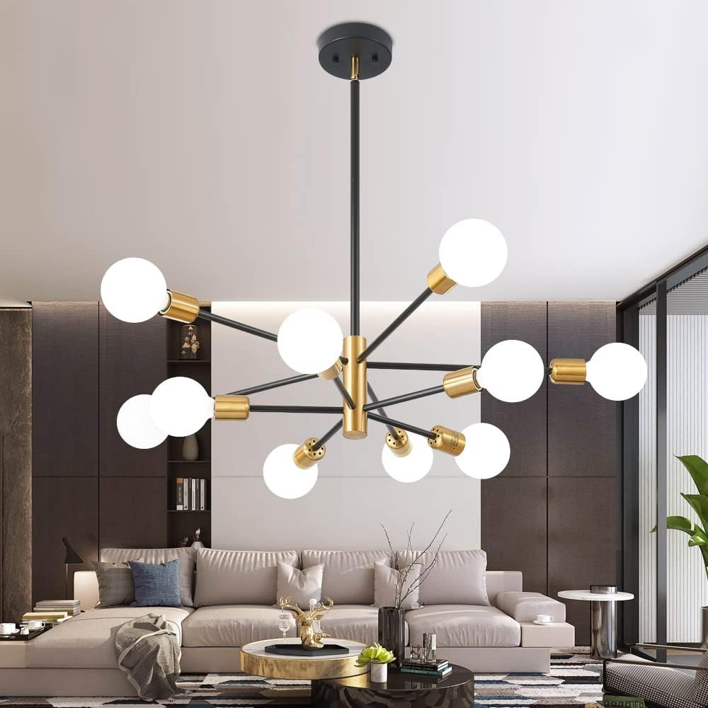 Sputnik Chandeliers Black and Gold Modern Pendant Light Fixture