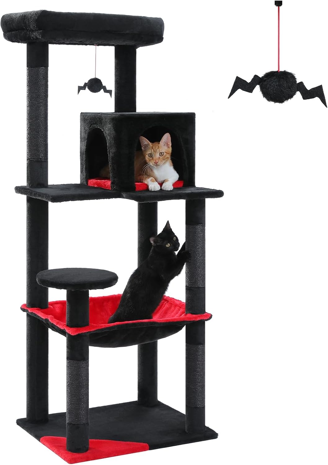 Gothic Cat Tree for Indoor Cats with Large Hammock and Condo
