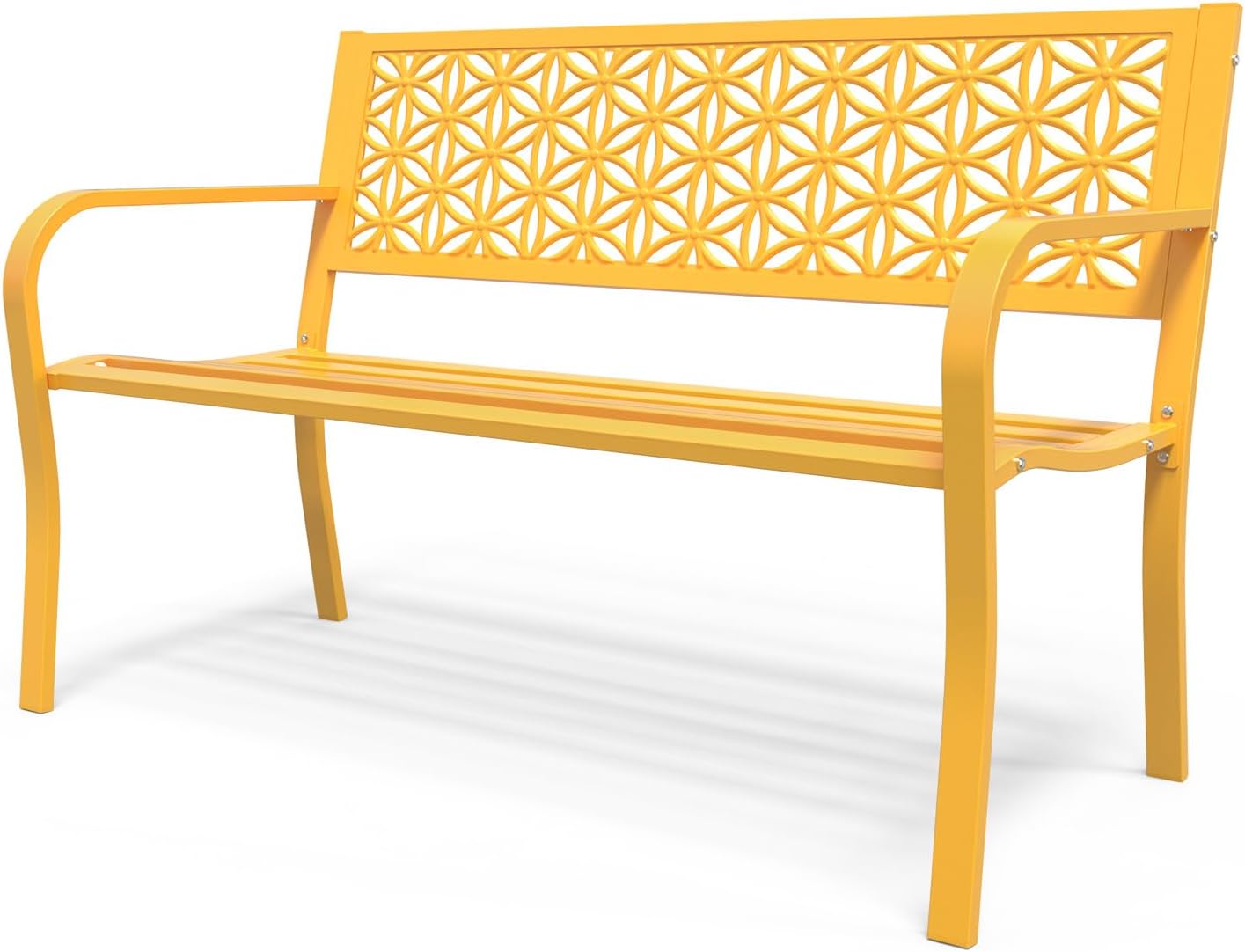 VINGLI 50 Inch Outdoor Bench with Floral Back for Gardens