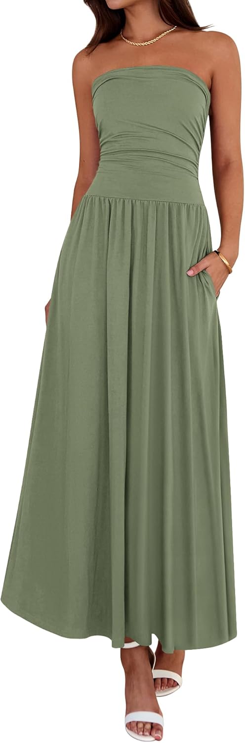BTFBM Summer Maxi Dresses for Women with Pockets and Style