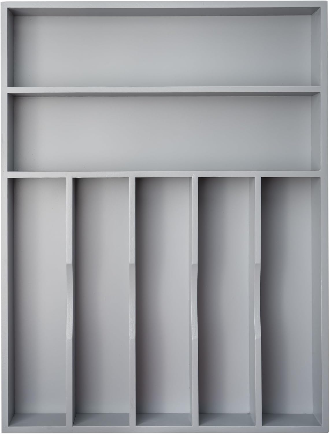 Bamboo Kitchen Drawer Organizer with 7 Slots for Utensils