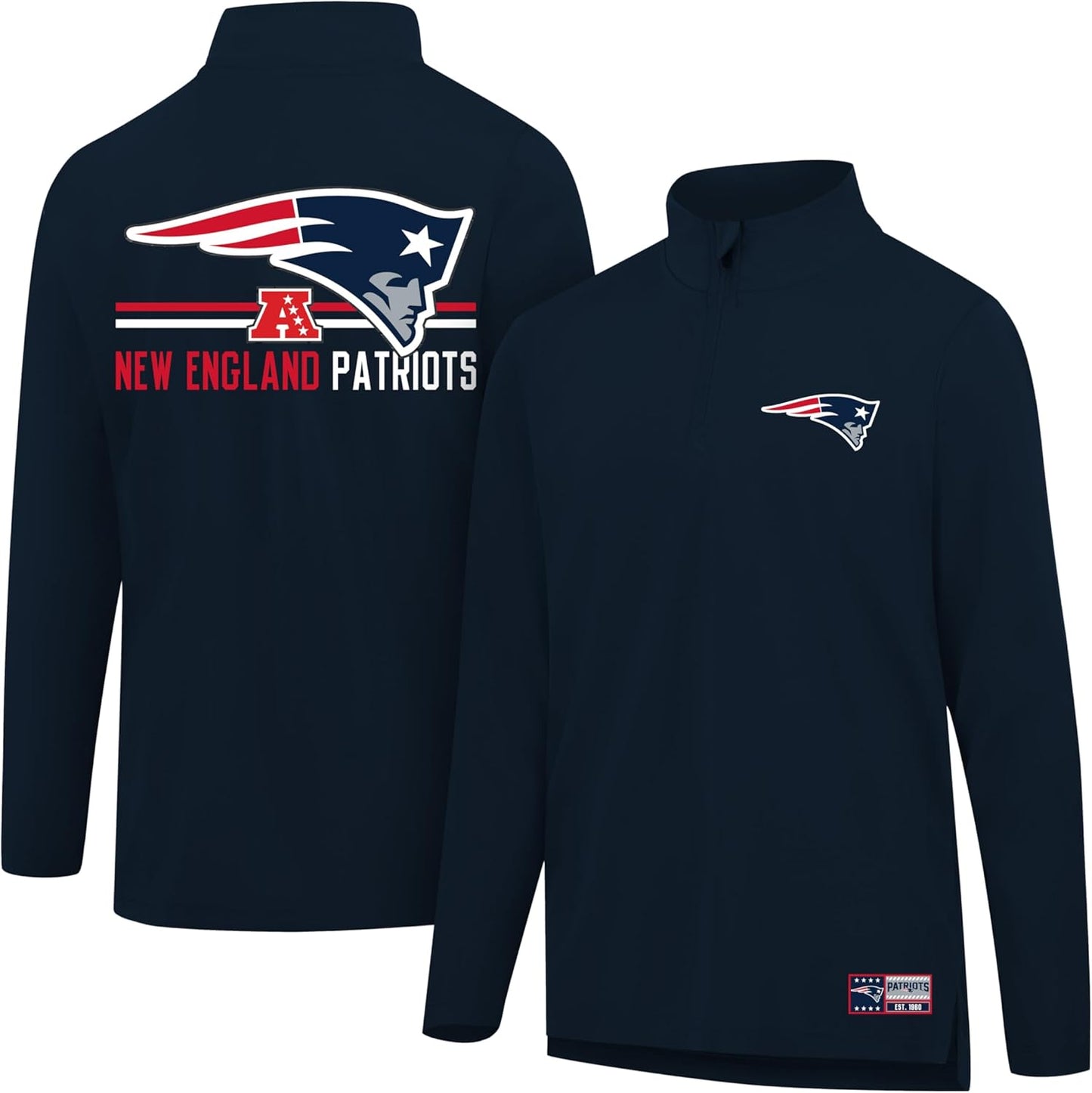 Ultra Game Men's NFL Official Super Soft Quarter Zip T-Shirt