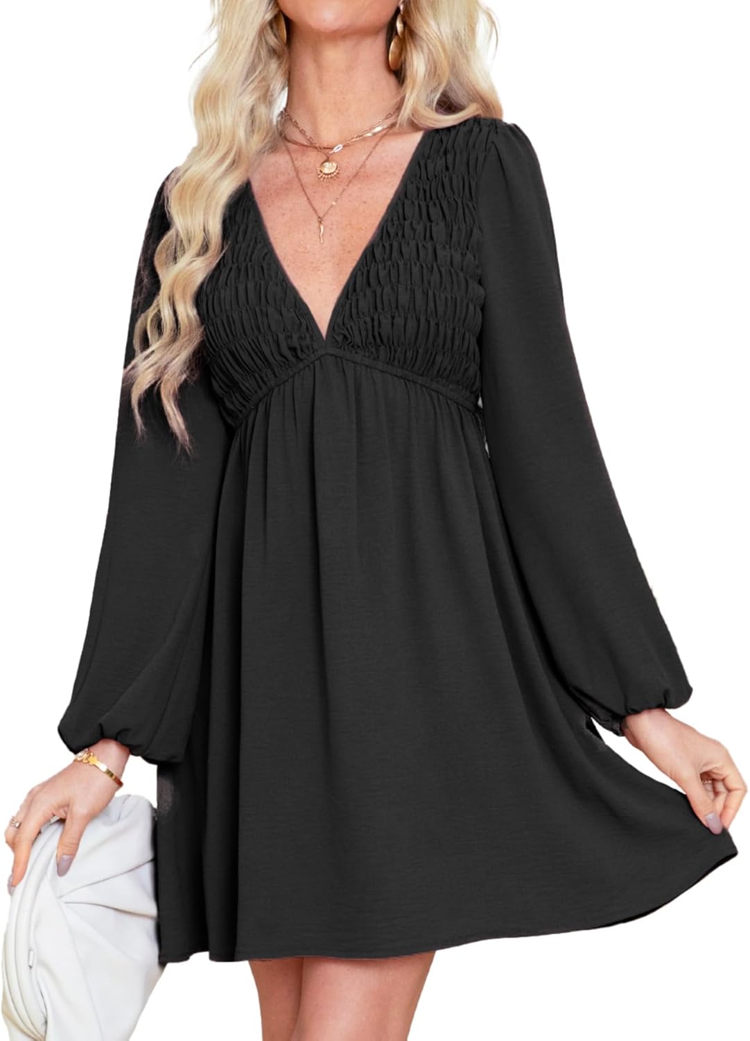 BerryGo Women's Casual Long Sleeve Babydoll Flowy Dress