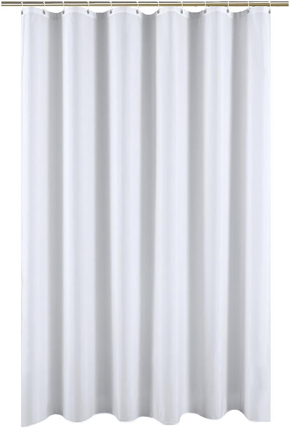 Water Repellent Fabric Shower Curtain Liner - Hotel Quality, Extra Long, Pure White