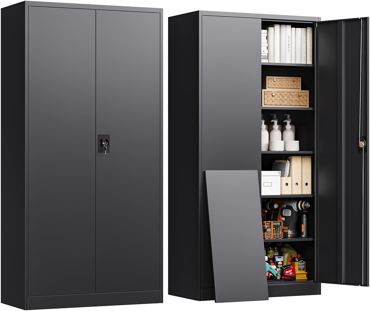 Metal Storage Cabinet with Locking Doors for Home and Office