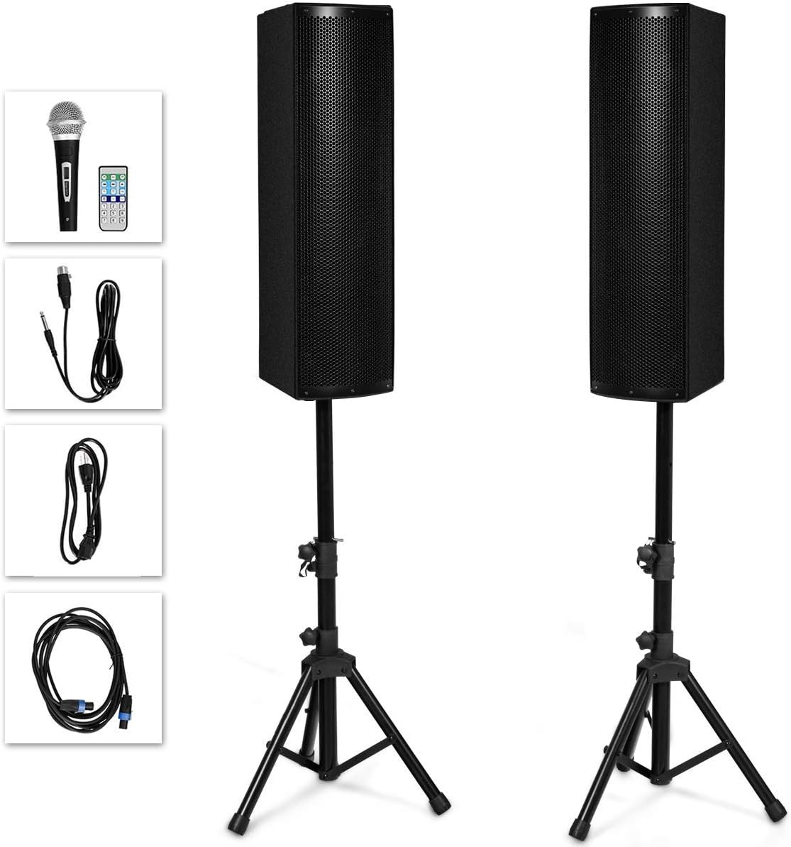 GOFLAME 2000W Active 3-Way PA System Speaker Set of 2